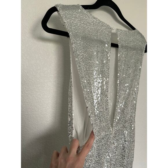 Silver Sequin Coquette Maxi Gown - S - Picture 3 of 4